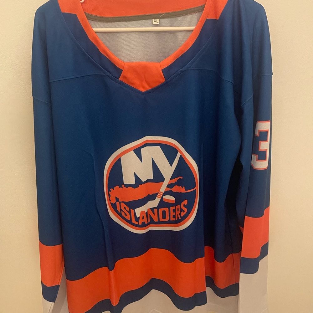 Blue and Orange Mathew Barzal Islanders Hockey Jersey